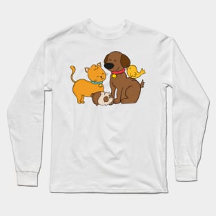 Happy Animals Illustartion Long Sleeve T-Shirt